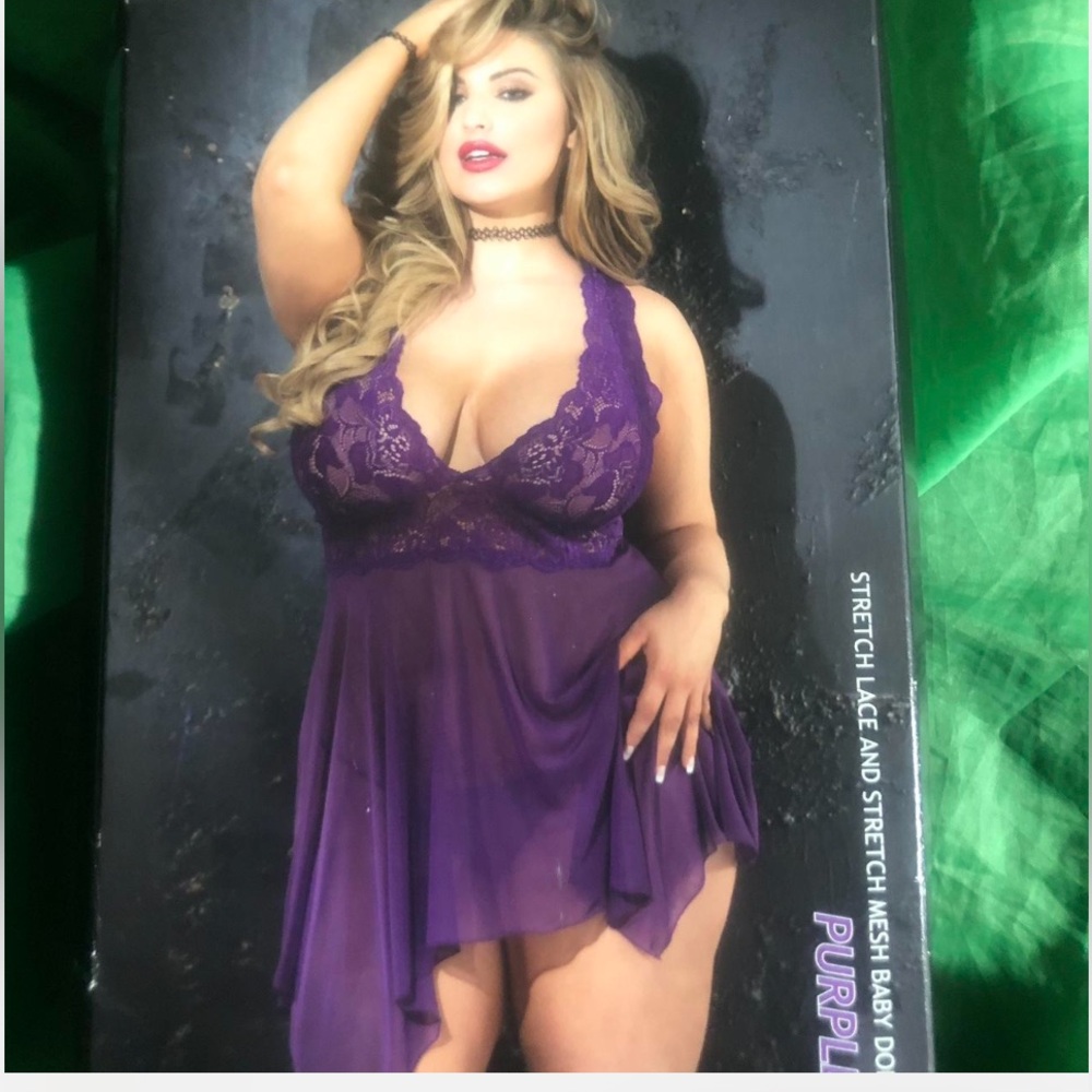 Shirley of Hollywood STRETCH LACE & STRETCH MESH BABY DOLL DRESS Large